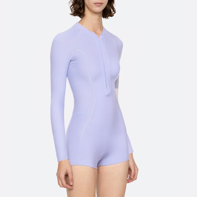 Lavender front zipper women's long sleeve wetsuit
