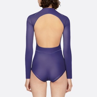 Purple open back women's long sleeve wetsuit