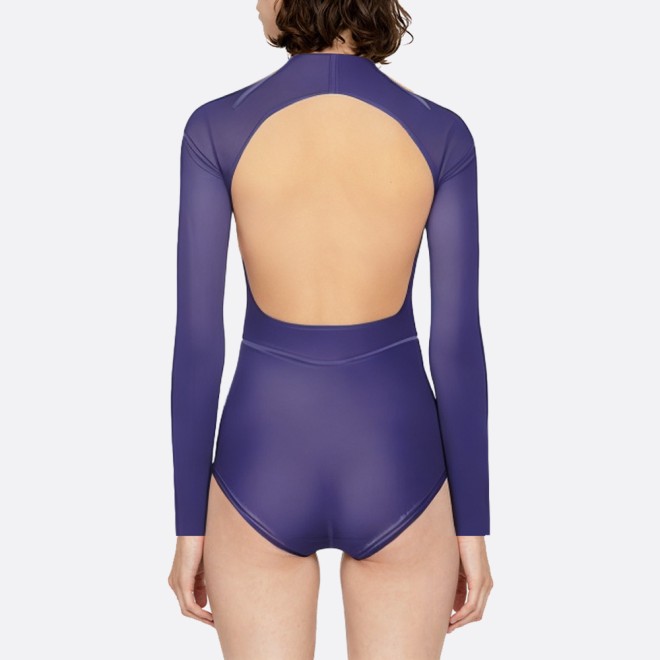 Purple open back women's long sleeve wetsuit