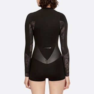 Black printed women's long-sleeved wetsuit