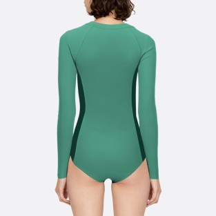 Women's high collar colorblock long sleeve diving suit