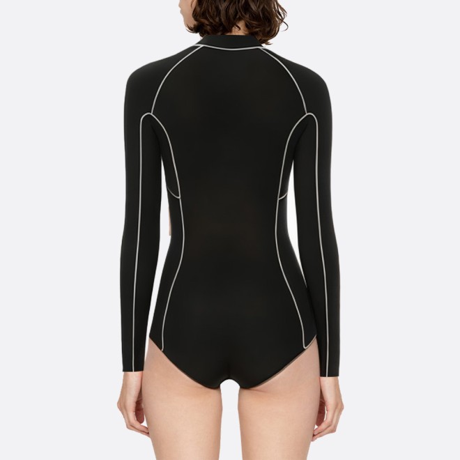 Sexy black short women's long sleeve wetsuit