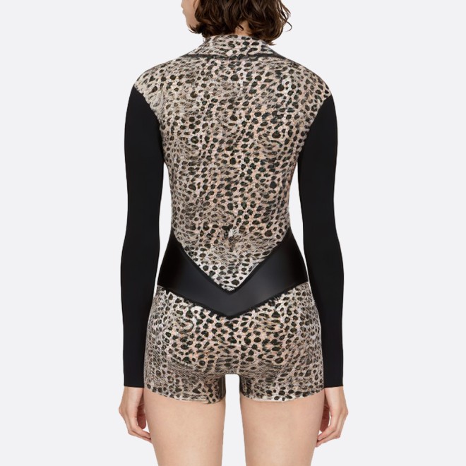 Leopard print women's long sleeve wetsuit