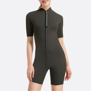 Quick drying full zip women's short sleeve wetsuit