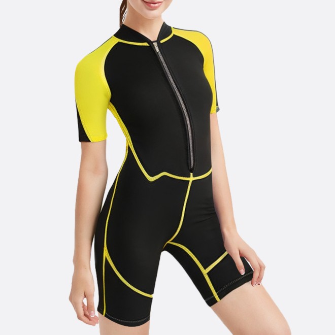 Women's contrast front zip short sleeve wetsuit