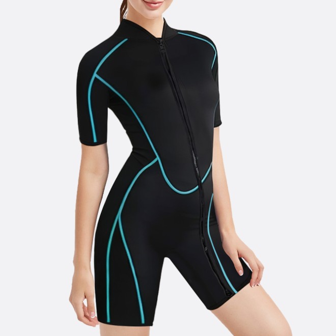 New style front diagonal zipper women's short sleeve wetsuit