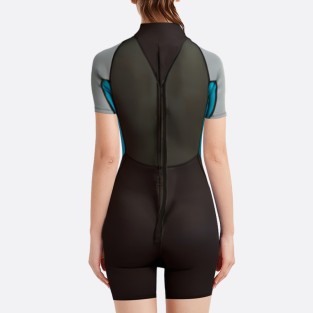 Color block comfort fit women's short sleeve wetsuit