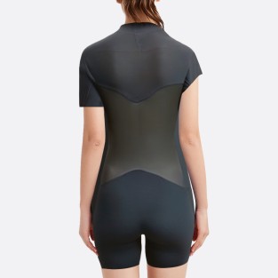 Super stretch black women's short-sleeved wetsuit
