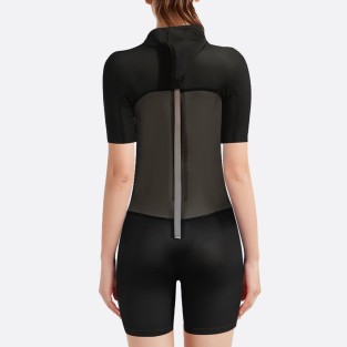 Black breathable back zip women's short sleeve wetsuit