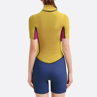 Colorful patchwork women's short-sleeved wetsuit