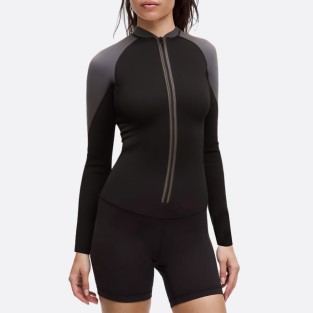 Classic simple zip front women's wetsuit top