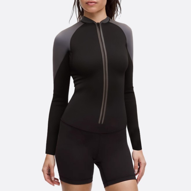 Classic simple zip front women's wetsuit top