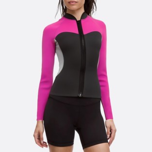 Fashionable front zip women's wetsuit top