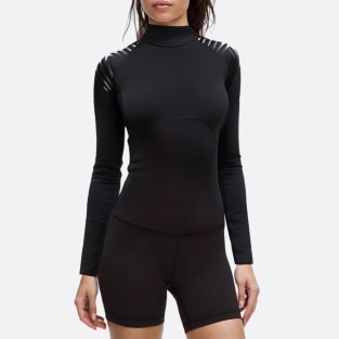 Women's wetsuit top with striped shoulders long sleeves