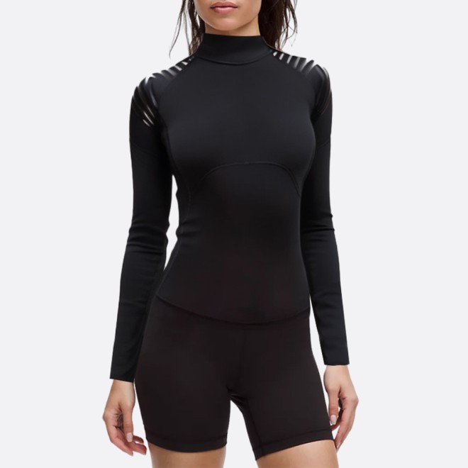 Women's wetsuit top with striped shoulders long sleeves