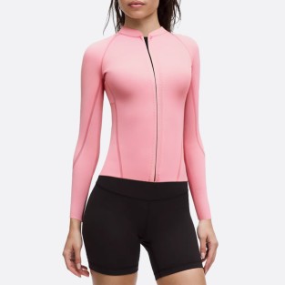 Premium pink zip front women's wetsuit top