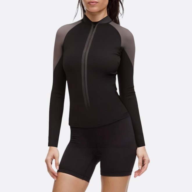 Classic simple zip front women's wetsuit top