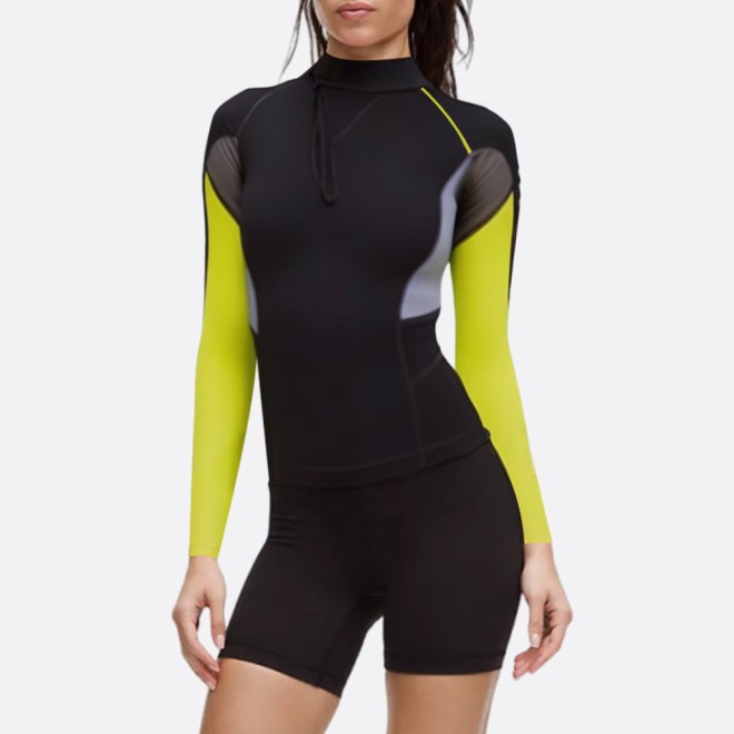 Contrast color patchwork warm women's wetsuit top