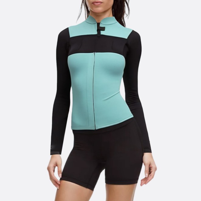 Women's color block front zip wetsuit top