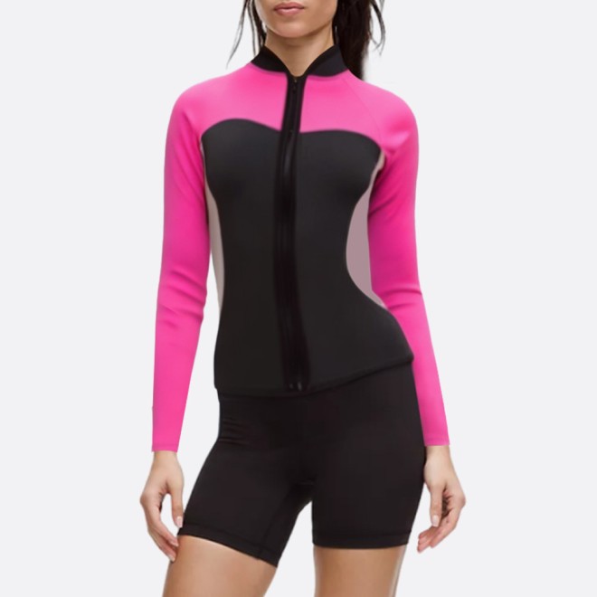 Fashionable front zip women's wetsuit top