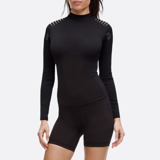 Women's wetsuit top with striped shoulders long sleeves