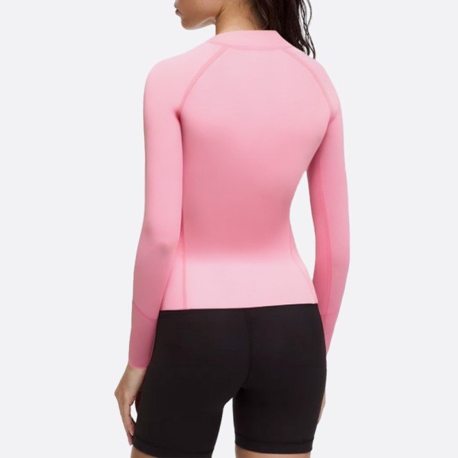 Premium pink zip front women's wetsuit top
