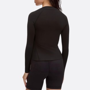 Elastic black zip front women's wetsuit top