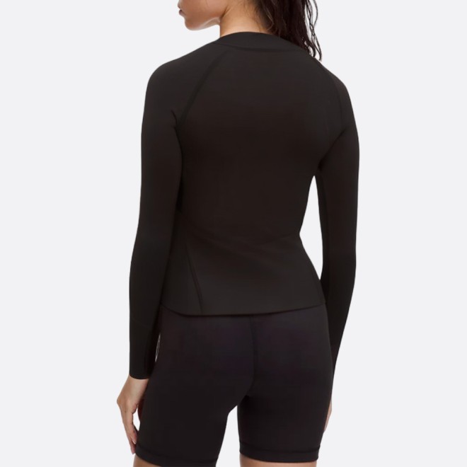 Elastic black zip front women's wetsuit top